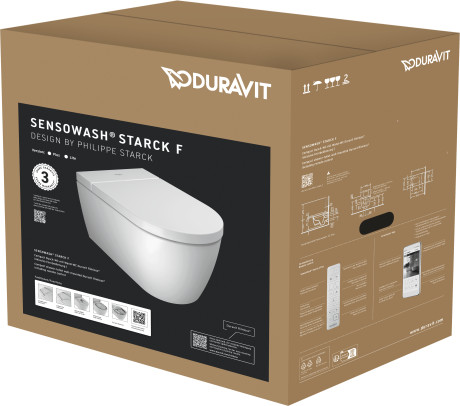 SensoWash® Starck f Lite Compact Dusch-WC, 650001012004310 220-240V 50/60Hz, Absicherung nach EN 1717 integriert