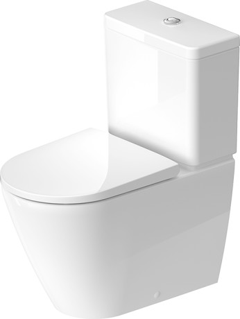 Stand-WC Kombination Duravit Rimless®, 2002090000 Abgang für Vario-Anschluss-Set, Abgang waagrecht und senkrecht von 70 - 170 mm, Länge verstellbar, sowie Vario-Ablaufbogen, Abgang senkrecht von 155 - 225 mm