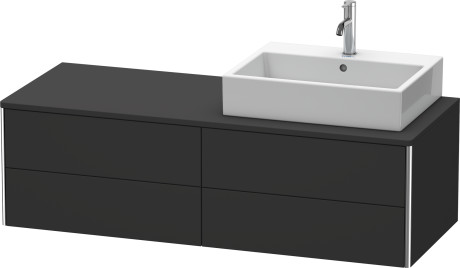 Meuble sous lavabo suspendu pour plan de toilette, XS4913R8080 découpe pour siphon et cache métallique dans le tiroir du haut sous la céramique