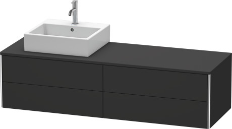 Meuble sous lavabo suspendu pour plan de toilette, XS4914L8080 découpe pour siphon et cache métallique dans le tiroir du haut sous la céramique