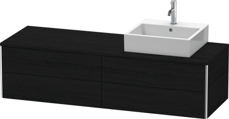Meuble sous lavabo suspendu pour plan de toilette, XS4914R1616 découpe pour siphon et cache métallique dans le tiroir du haut sous la céramique