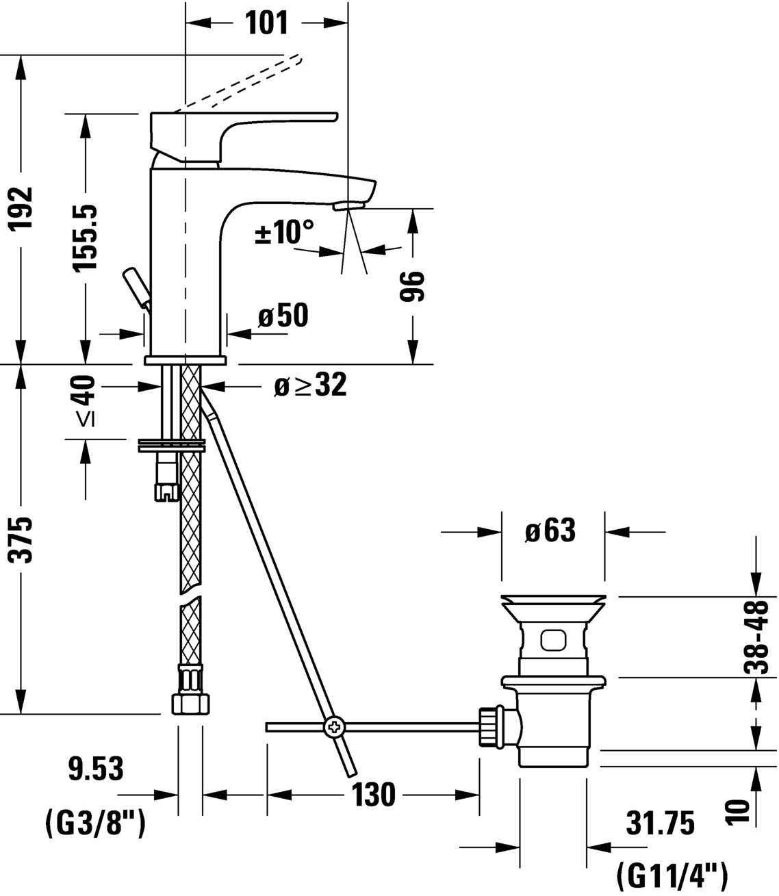 Single lever basin mixer S, B11010001