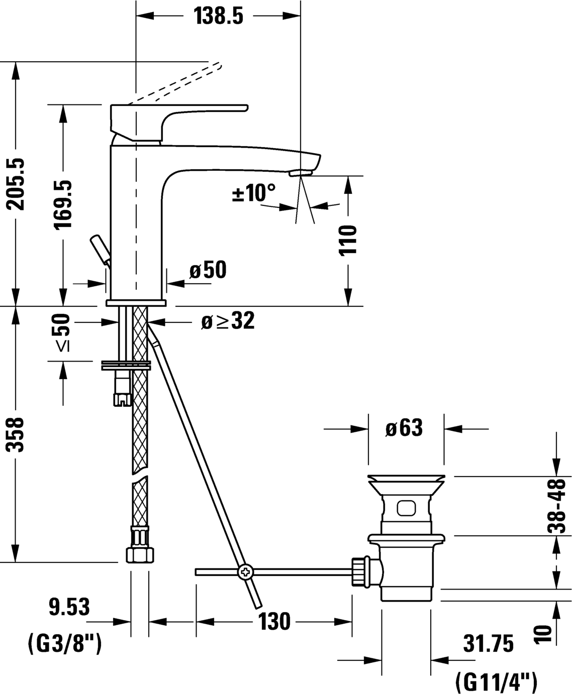 Single lever basin mixer M, B11020001