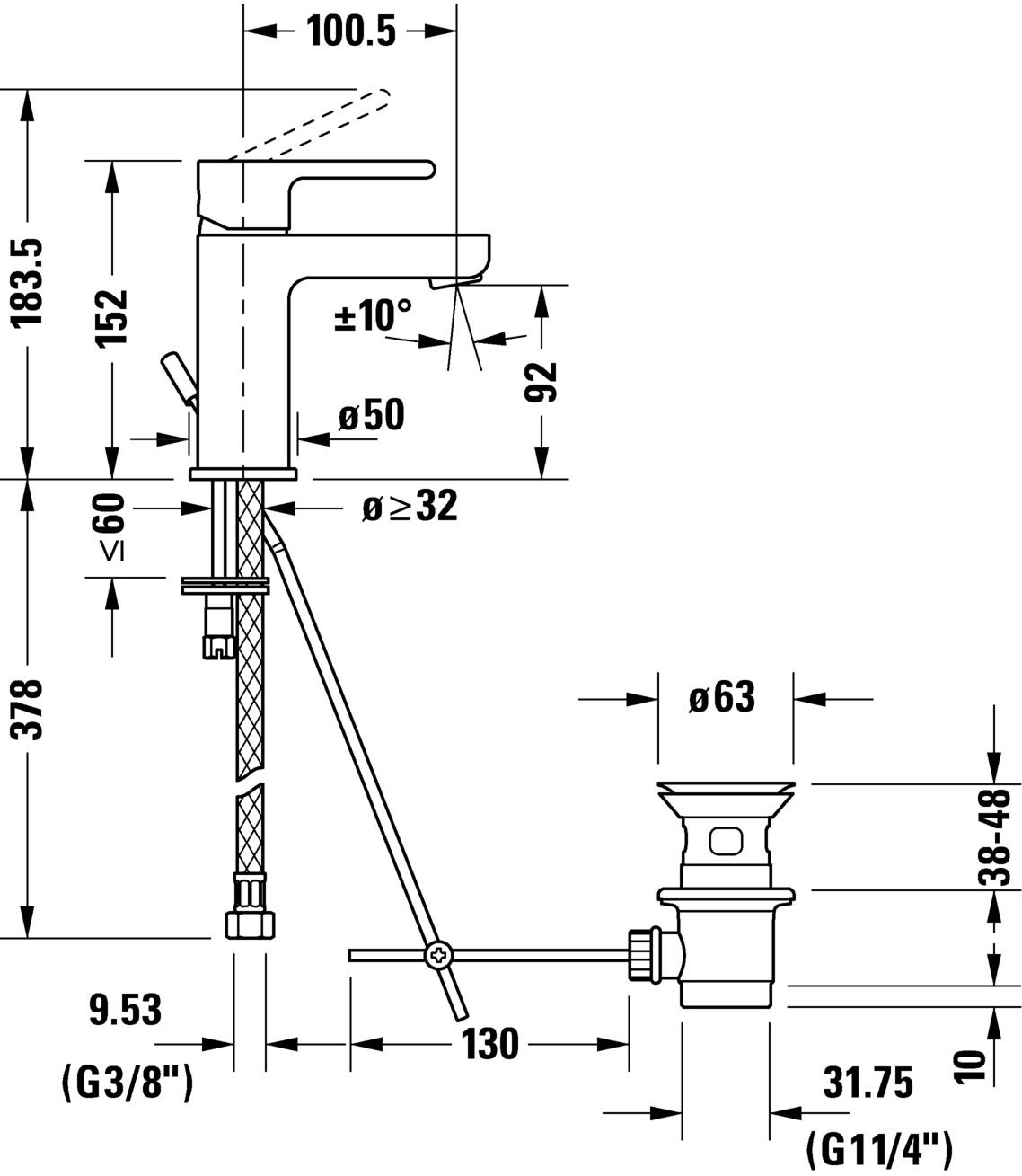 Single lever basin mixer S, B21010001