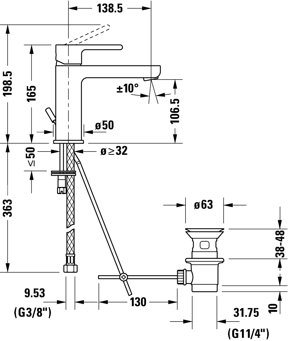 Single lever basin mixer M, B21020001