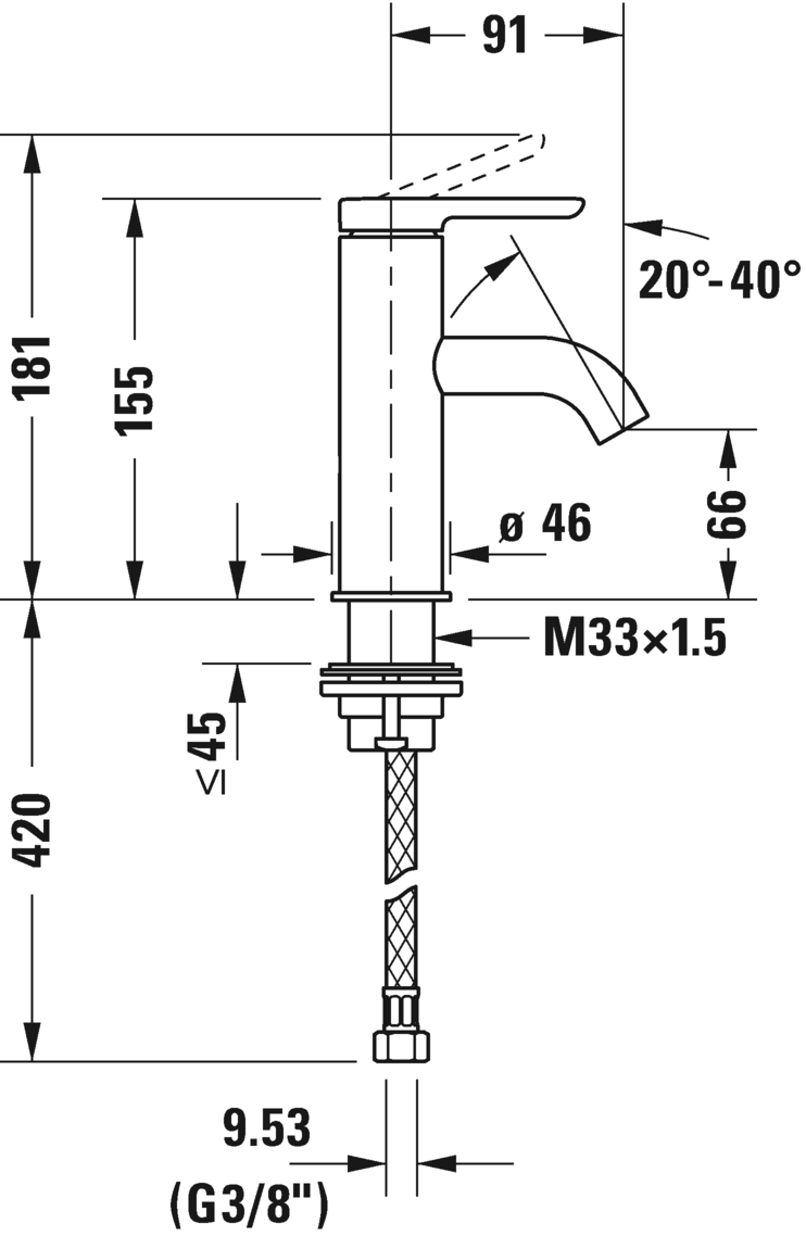 Single lever basin mixer S, C11010002