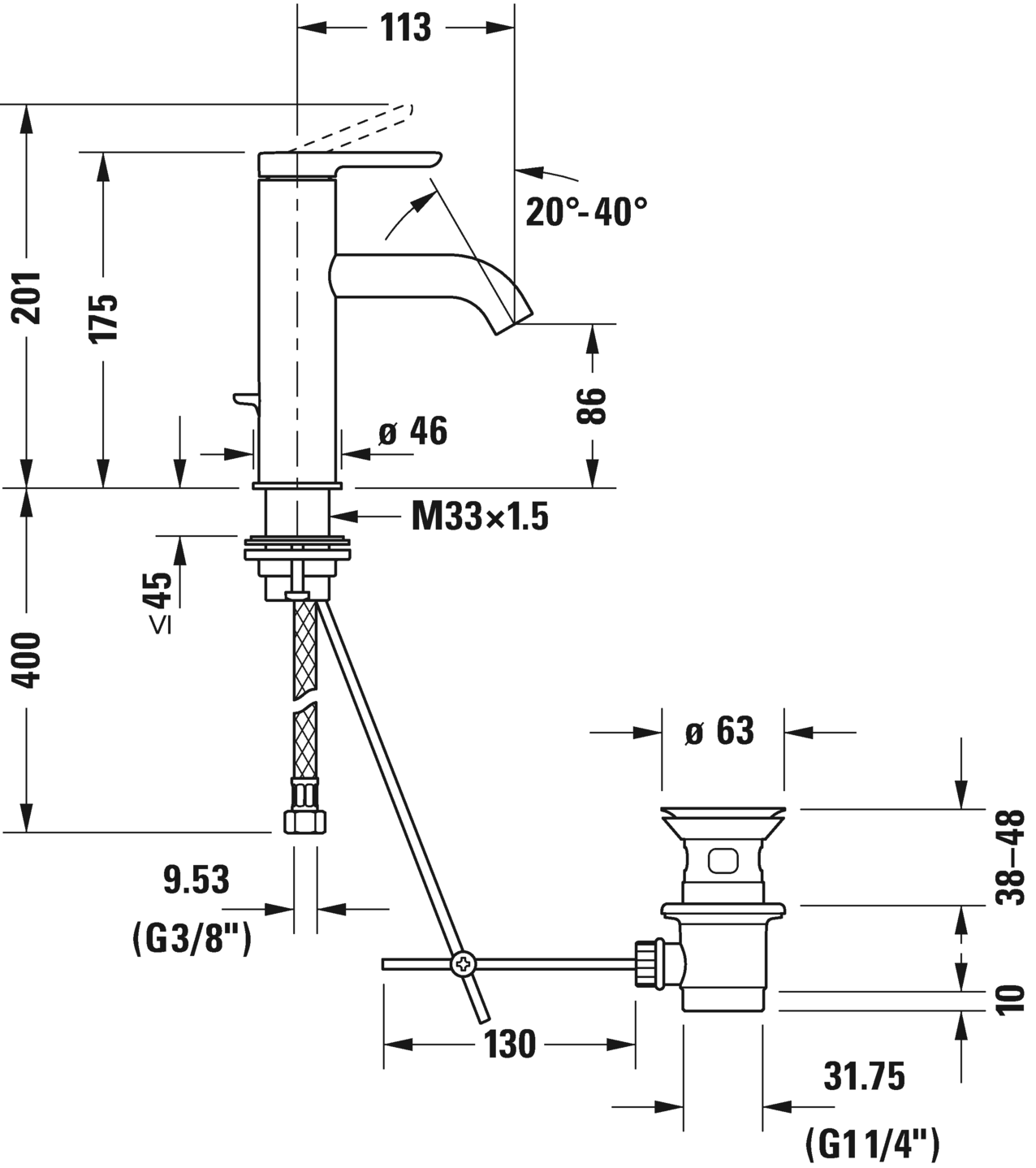 Single lever basin mixer M, C11020001
