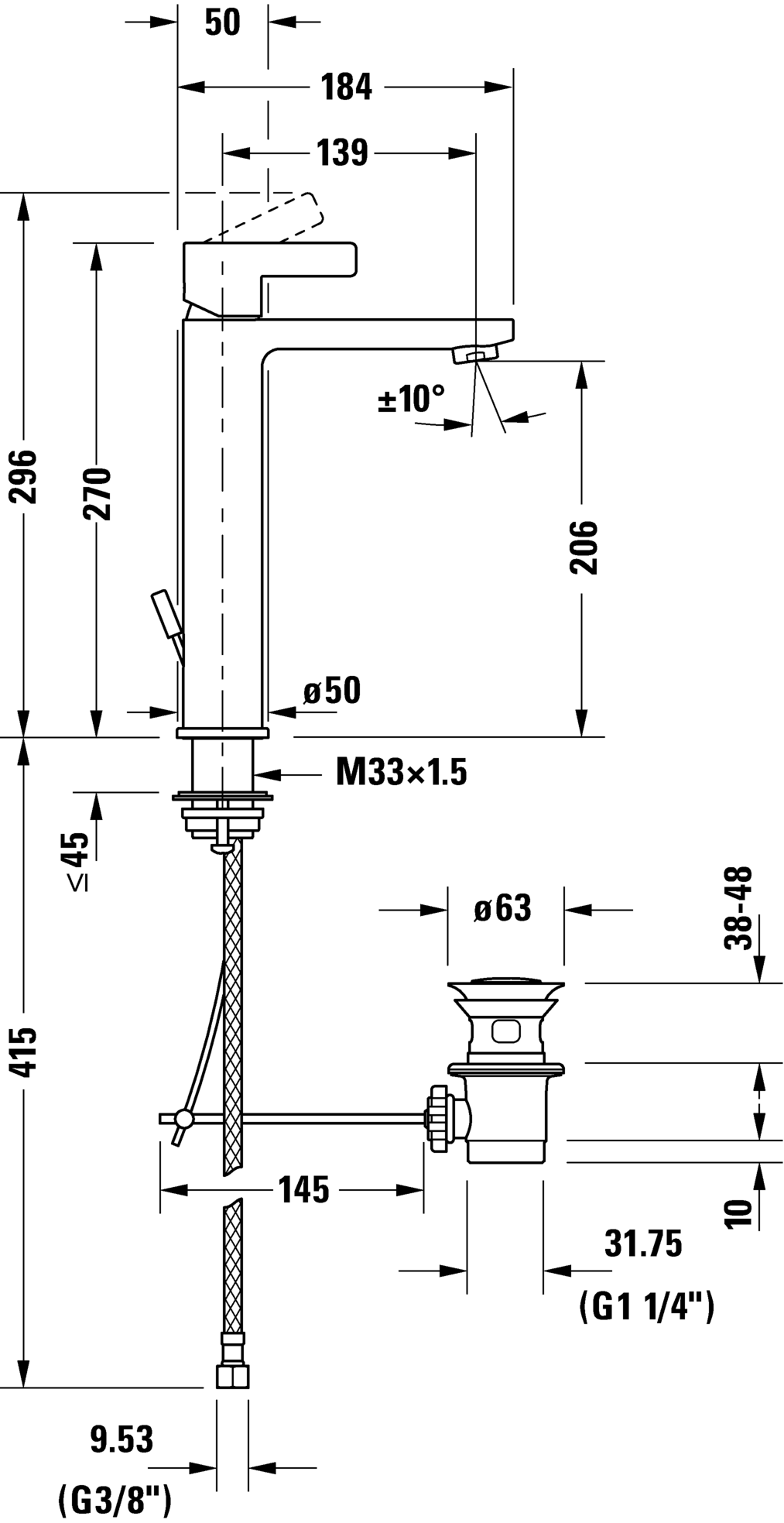 Single lever basin mixer L, DE1030001