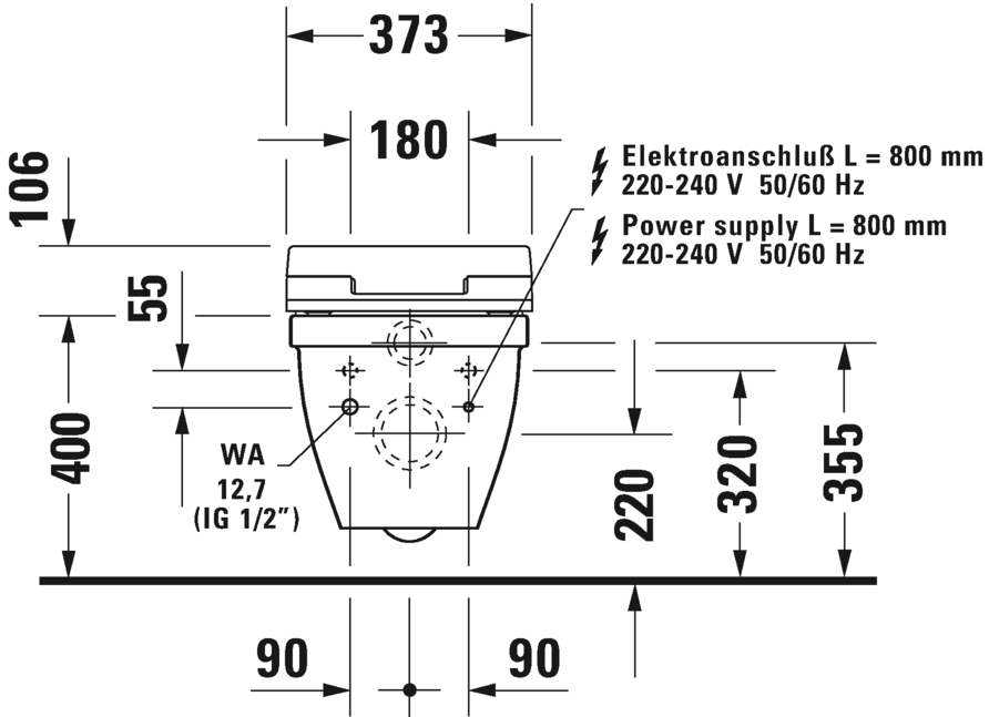 Toilet wall mounted for SensoWash®, 222659