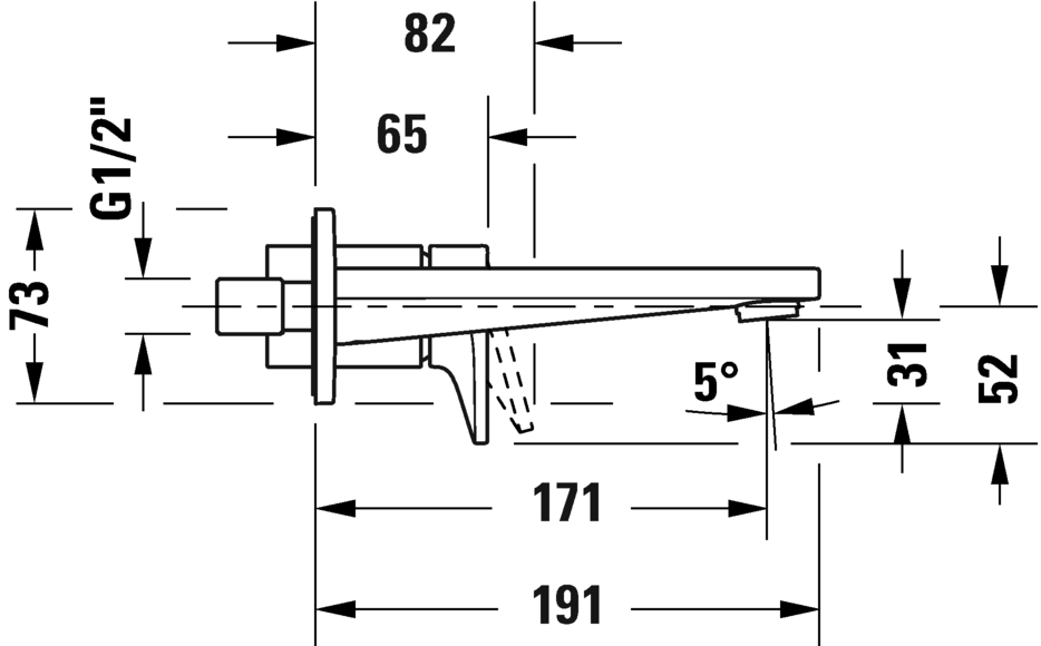 洗面用 壁埋込型 シングルレバー混合水栓 （コンプリートセット）, TU1070004