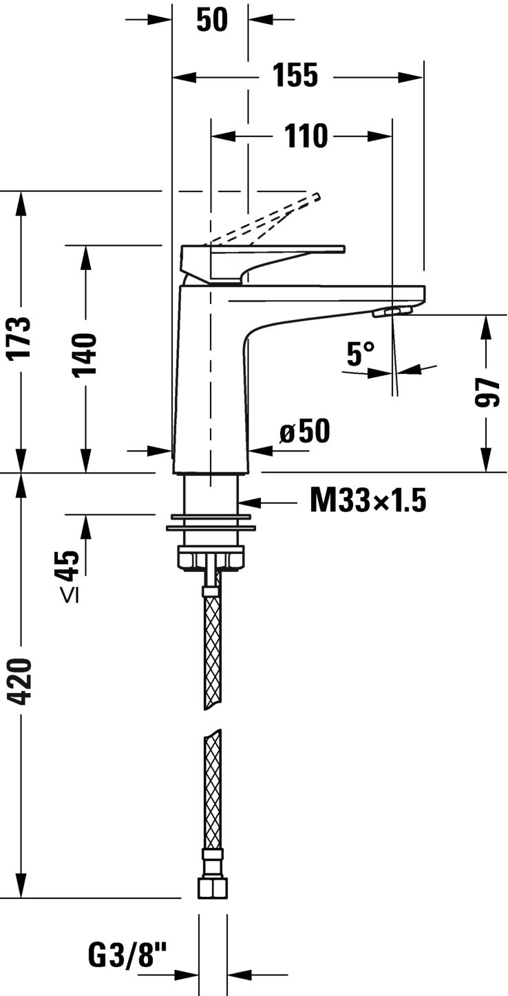 Mezclador monomando para lavabos S, TU1010002