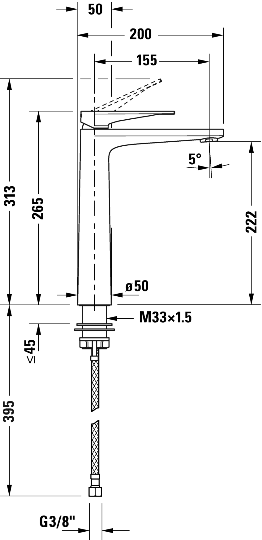Mezclador monomando para lavabos XL, TU1040002
