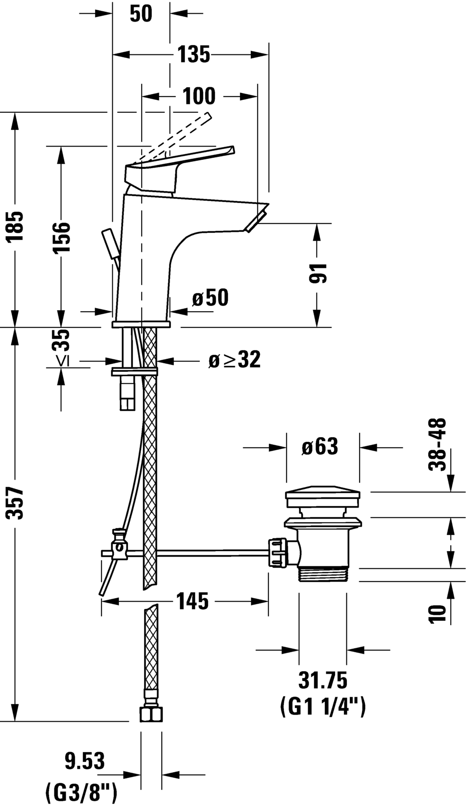 Single lever basin mixer S MinusFlow, N11012001
