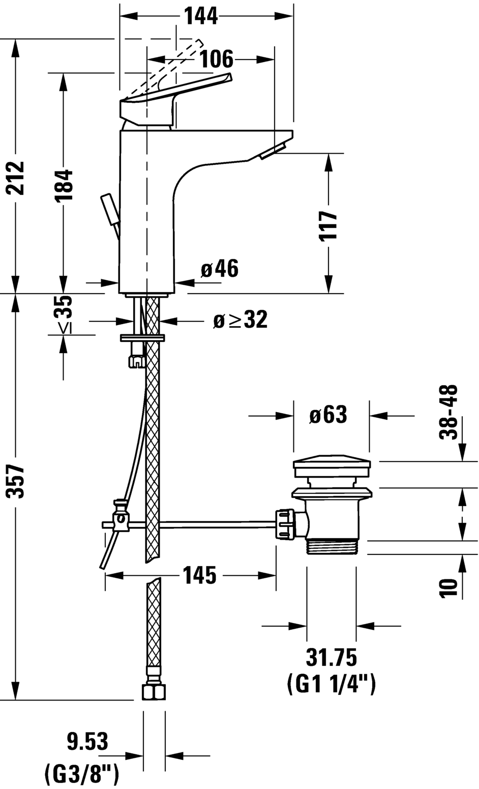 Single lever basin mixer M, N11020001