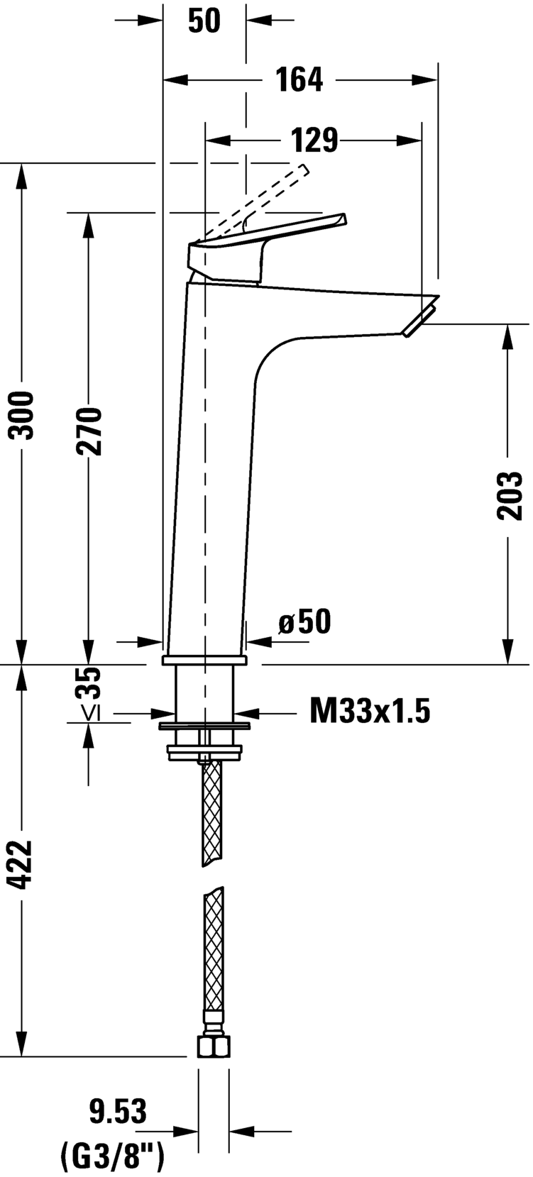 Single lever basin mixer L, N11030002