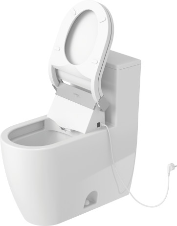 One-Piece toilet Duravit Rimless®, 2173010001 1.32/0.92 gpf, ADA height, with dual flush piston valve, top flush
