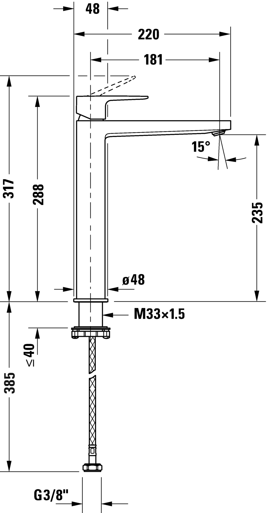Single lever basin mixer XL, MH1040002