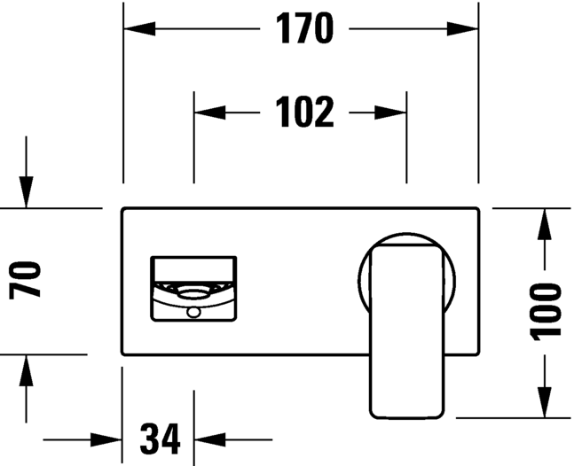 Mitigeur monocommande de lavabo encastré, MH1070004