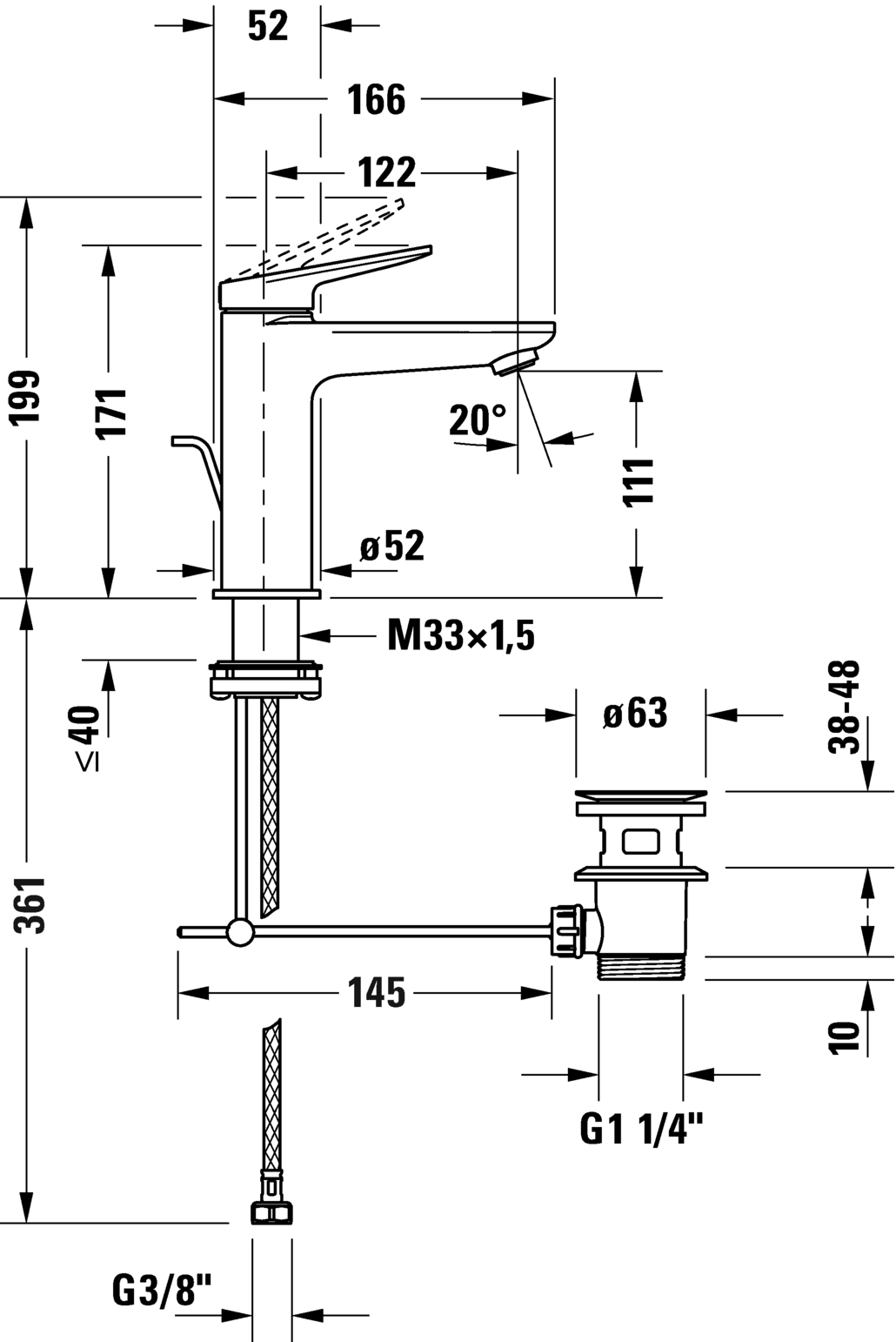 Miscelatore monocomando per lavabo M MinusFlow, WA1022001