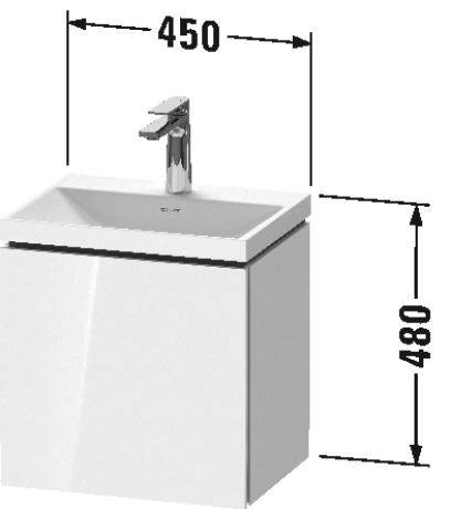 Mineral cast washbasin c-shaped with vanity wall mounted, LC6948 N/O