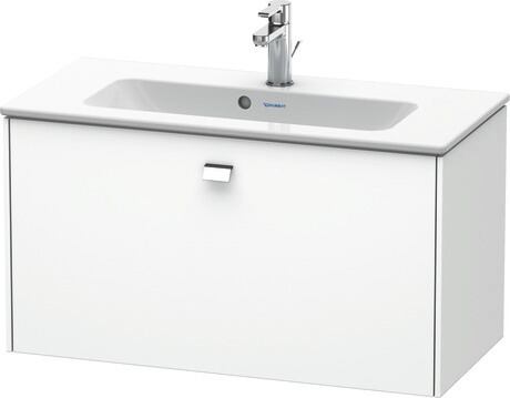 Meuble sous lavabo suspendu, BR401101018 Blanc mat, Décor, Poignée Chromé