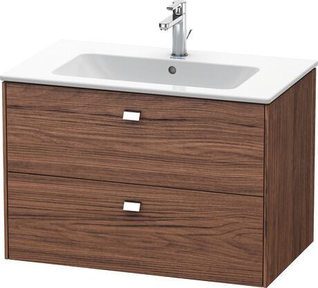 挂壁式浴柜, BR410201021 深胡桃木色 哑光, 饰面, 把手 镀铬