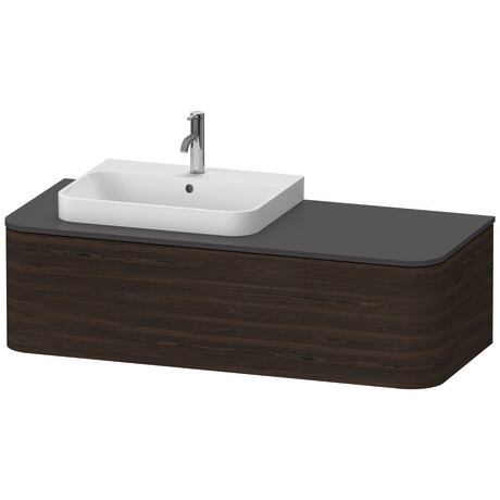 Meuble sous lavabo suspendu pour plan de toilette, HP4932L6969 Noyer brossé mat, Placage bois véritable