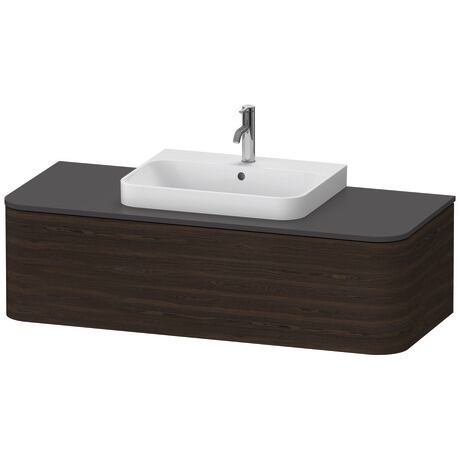 Meuble sous lavabo suspendu pour plan de toilette, HP4932M6969 Noyer brossé mat, Placage bois véritable