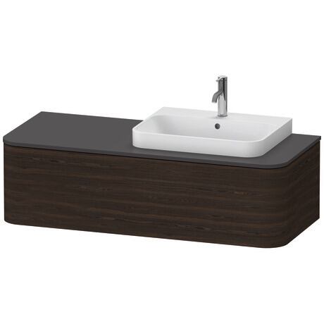 Meuble sous lavabo suspendu pour plan de toilette, HP4932R6969 Noyer brossé mat, Placage bois véritable