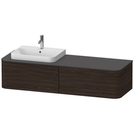 Meuble sous lavabo suspendu pour plan de toilette, HP4934L6969 Noyer brossé mat, Placage bois véritable