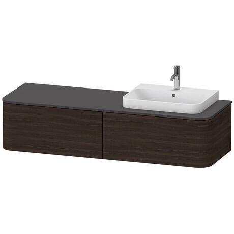 Meuble sous lavabo suspendu pour plan de toilette, HP4934R6969 Noyer brossé mat, Placage bois véritable