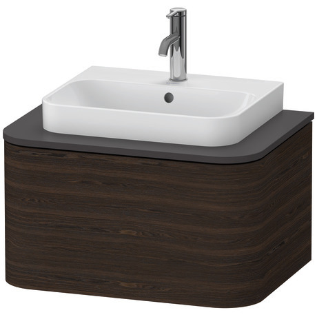 Meuble sous lavabo suspendu pour plan de toilette, HP494006969 Noyer brossé mat, Placage bois véritable