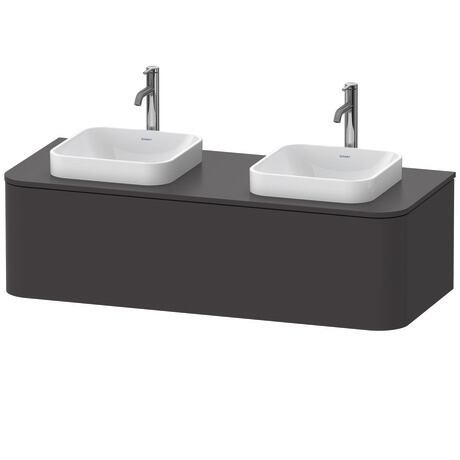 Console vanity unit wall-mounted, HP4943B8080 Graphite Super Matt, Decor, Siphon cut-out: Yes