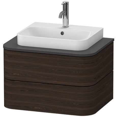 Meuble sous lavabo suspendu pour plan de toilette, HP496006969 Noyer brossé mat, Placage bois véritable