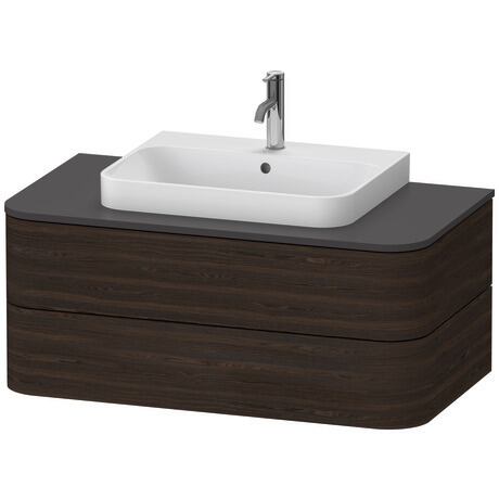 Meuble sous lavabo suspendu pour plan de toilette, HP496106969 Noyer brossé mat, Placage bois véritable