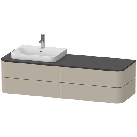 Console vanity unit wall-mounted, HP4973L6060 taupe Satin Matt, Lacquer