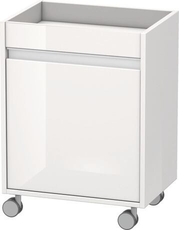 Mobile storage unit, KT2530R2222 White High Gloss, Decor, Number of doors: 1 Right