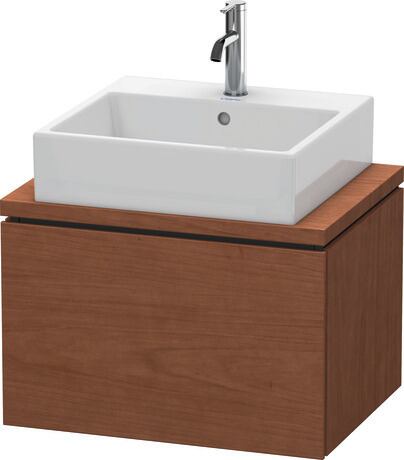 Meuble sous lavabo suspendu pour plan de toilette, LC580001313 Noyer américain mat, Placage bois véritable