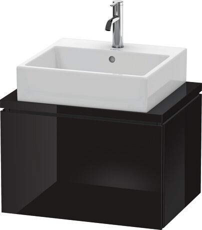 Meuble sous lavabo suspendu pour plan de toilette, LC580004040 Noir brillant, Laqué