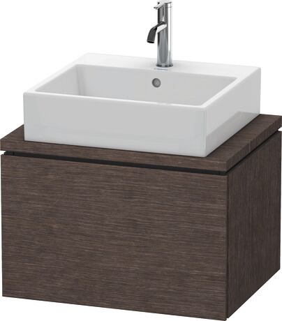 Meuble sous lavabo suspendu pour plan de toilette, LC580007272 Chêne foncé brossé mat, Placage bois véritable
