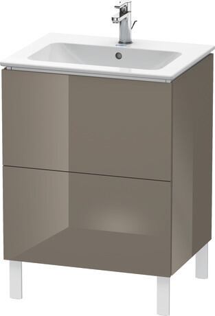 Szabadon álló alsószekrény mosdó alá építhető, LC662508989 szürke (flannel grey) Magasfényű, Lakk