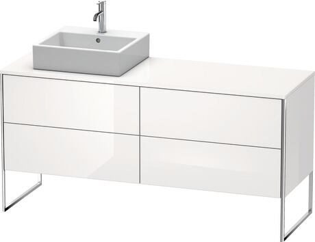 Mueble bajo lavabo al suelo con encimera, XS4924L2222 Blanco Brillante, Decoración