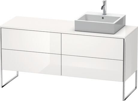 Mueble bajo lavabo al suelo con encimera, XS4924R8585 Blanco Brillante, Lacado