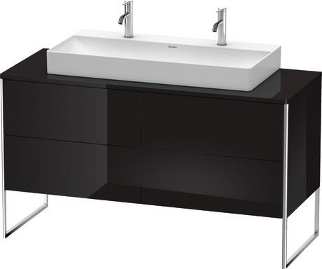 Meuble sous lavabo à poser pour plan de toilette, XS4925M4040 Noir brillant, Laqué