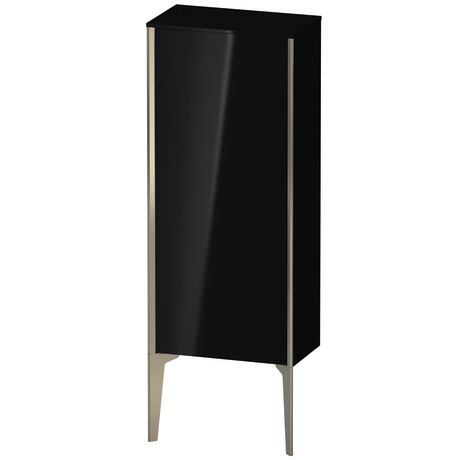 Semi-tall cabinet, XV1305LB140 Hinge position: Left, Black High Gloss, Lacquer, Profile colour: Champagne, Profile: Champagne