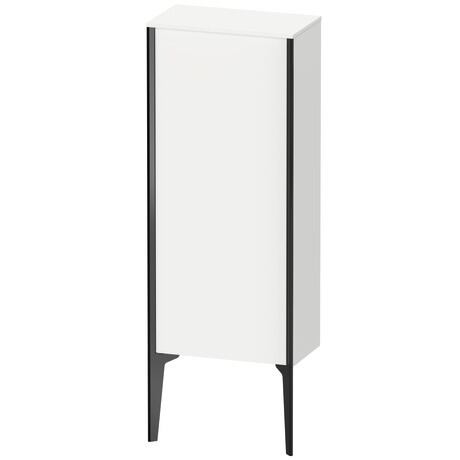 Semi-tall cabinet, XV1305LB218 Hinge position: Left, White Matt, Decor, Profile colour: Black, Profile: Black