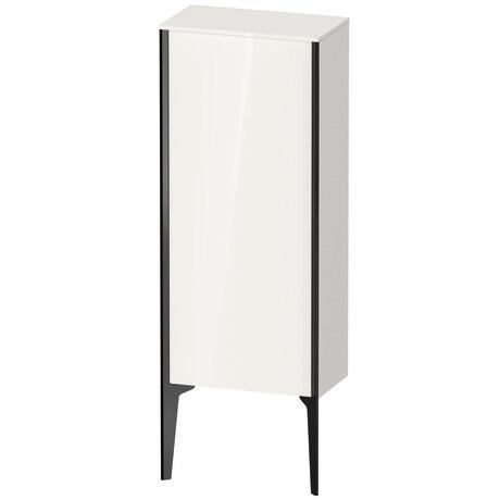 Semi-tall cabinet, XV1305LB222 Hinge position: Left, White High Gloss, Decor, Profile colour: Black, Profile: Black