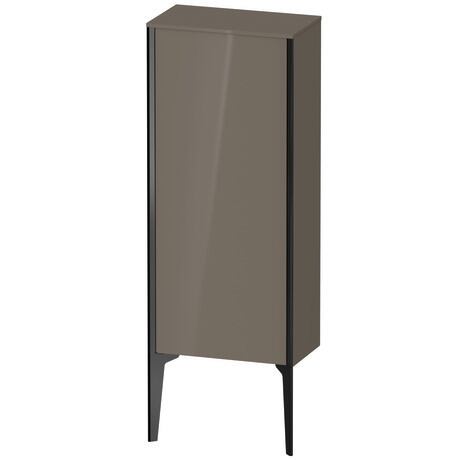 Semi-tall cabinet, XV1305LB289 Hinge position: Left, Flannel Grey High Gloss, Lacquer, Profile colour: Black, Profile: Black