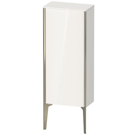 Semi-tall cabinet, XV1305RB122 Hinge position: Right, White High Gloss, Decor, Profile colour: Champagne, Profile: Champagne