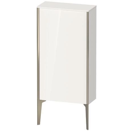 Semi-tall cabinet, XV1306LB185 Hinge position: Left, White High Gloss, Lacquer, Profile colour: Champagne, Profile: Champagne